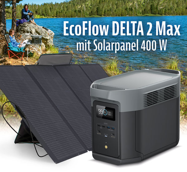 EcoFlow DELTA 2 Max Powerstation 2048 Wh mit Solarpanel 400 W