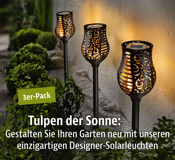 3er-Pack Solar-Gartenstecker Tulip Flame