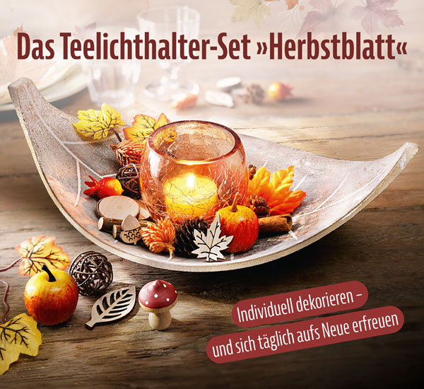 Teelichthalter-Set Herbstblatt